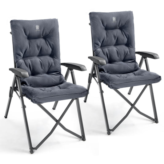EVER ADVANCED Folding Camping Chair with 4-Position Adjustable Backrest, 330lbs Capacity, Luxury Padded 6cm Thick Garden Chair, High Backrest Fishing Chair for Camping Garden Balcony, Alu+Steel.