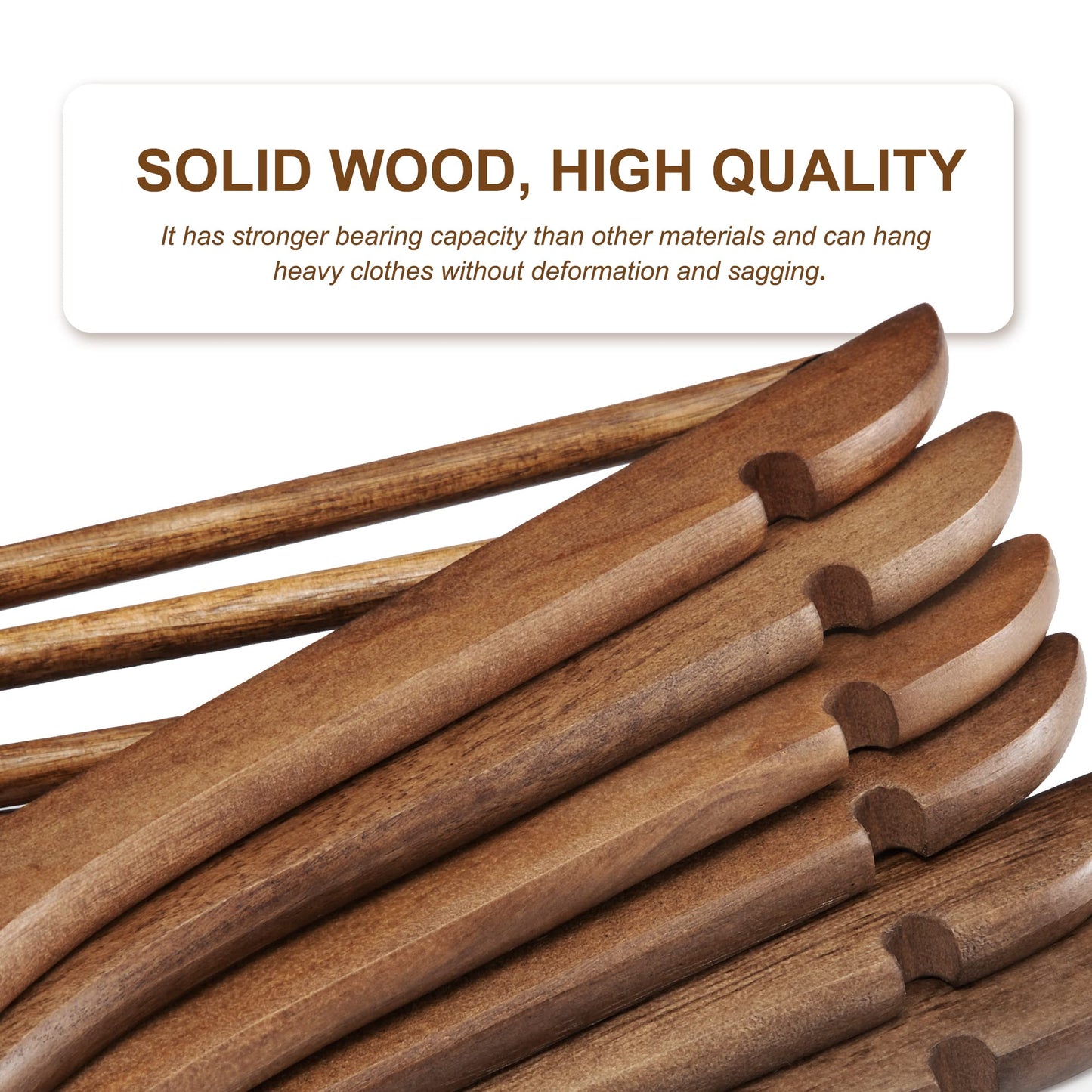 HOUSE DAY Wooden Hangers, 20 Pack Wood Clothes Hangers, Walnut Hangers for Suits, 360° Rotating Hook in Rose Gold, Non-Slip, Shoulder Notches.