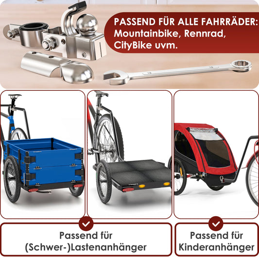 WEIDEBACH® stable bicycle trailer hitch made of galvanized iron, Ø 2.35 to 3.05 cm. Trailer hitch for all common seat posts, easy to mount.