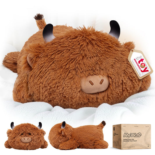 Mewaii Sweet Highland Cattle Cow Stuffed Animal Plush Pillow for Kids, Soft 33 cm Stuffed Animals, Kawaii Plush Cow, Relaxation and Decorative Pillow for Girls.