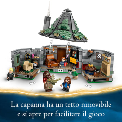 LEGO Harry Potter Hagrid's Hut: A Unexpected Visit set with 5 mini-figures and 2 animal figures & Harry Potter Hogwarts Castle Boathouse toy model for kids