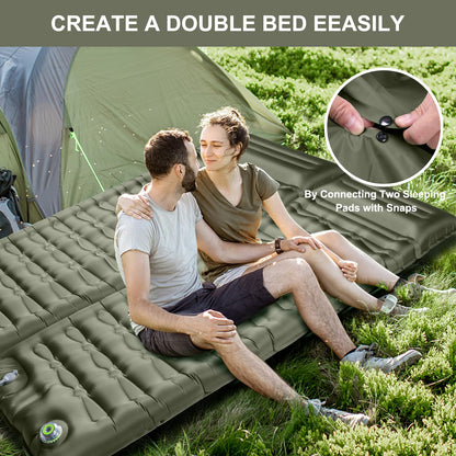 Electric Self-Inflating Camping Mat, 12CM Thick Inflatable Mattress with Pillow, Compact Size Waterproof Air Mattress for Outdoor, Anti-Ripstop Sleeping Pad for Hiking and Beach