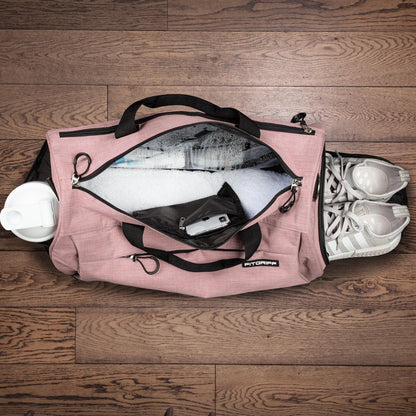Fitgriff® sports bag & travel bag for women and men - with shoe compartment & wet compartment - bag for sports, fitness & travel - training bag, gym bag (Pink, 58 x 31 x 31 cm (Medium))
