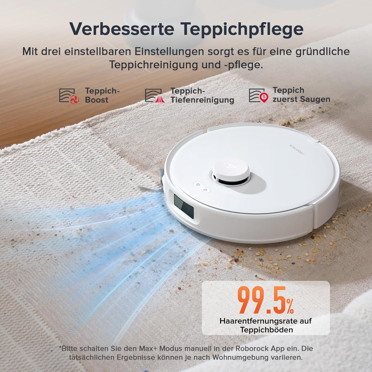 roborock Qrevo Curv S5X robotic vacuum cleaner with mopping function, emptying station, Dual Anti-Tangle-System, 18,500 Pa suction power, 75°C hot water mopping, Intelligent dirt detection, All-in-One Dock (White)