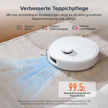 roborock Qrevo Curv S5X robotic vacuum cleaner with mopping function, emptying station, Dual Anti-Tangle-System, 18,500 Pa suction power, 75°C hot water mopping, Intelligent dirt detection, All-in-One Dock (White)