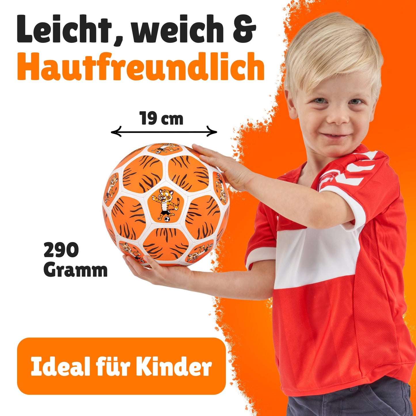 Soccer for kids I Soccer size 3 I Lightweight mini ball with tiger motif I Sturdy I Soft ball for 3 or 4 years old I Children's birthday party favor I Outdoor toy I Comes with ball needle