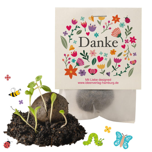 10x "Thank you" seed bombs - small gift & party favor - seed bombs for colleagues, guests & children - flower bombs, flower seeds & flower balls as a thank you - seed bomb & seed balls
