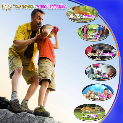 JRD&BS WINL Telescope Toy for 3-12 Year Old Boys & Girls, Best-Sun Compact Waterproof Binoculars for Kids, Gifts for Teen Girls, Birthday Gift for Children, Outdoor Kids Toys (Red)
