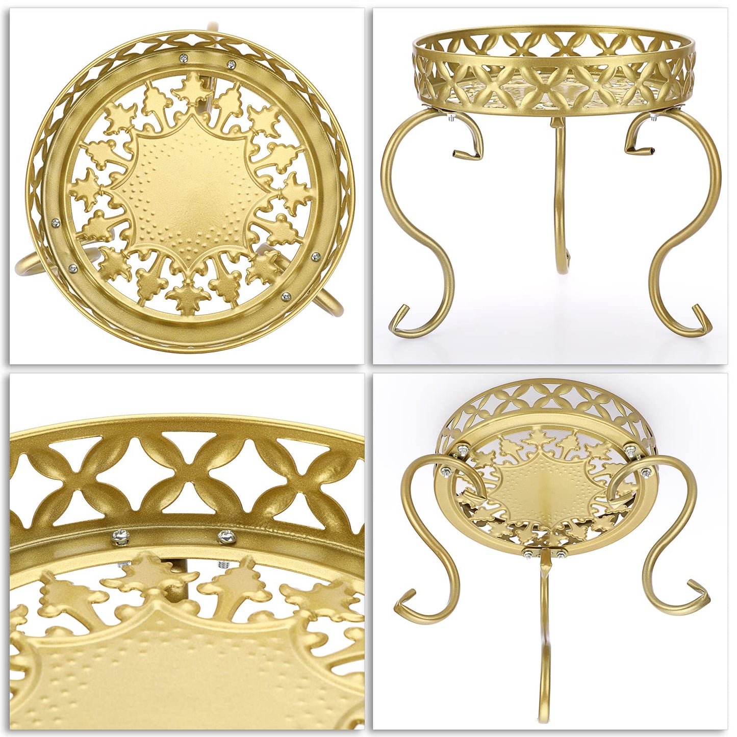 SUMTree Plant Stand Golden Plant Stool Flower Stand Flower Stool Flower Pot Holder Flower Stairs Garden Shelf Plant Shelf Decoration Balconies Courtyards Garden (Round)