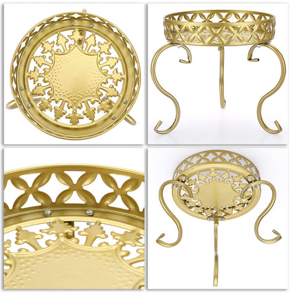 SUMTree Plant Stand Golden Plant Stool Flower Stand Flower Stool Flower Pot Holder Flower Stairs Garden Shelf Plant Shelf Decoration Balconies Courtyards Garden (Round)