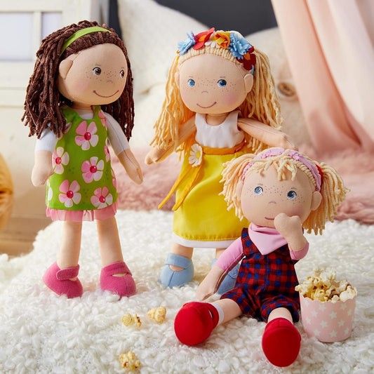 HABA Cuddly doll Coco - Soft fabric doll 30 cm, perfect for girls and boys, washable and easy to dress and undress, for ages 1.5 and up - 1303666001