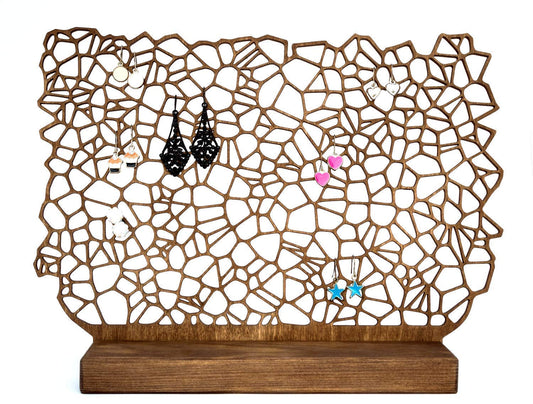 Wooden earring holder - Handmade earring storage with unique design - Eco-friendly jewelry accessory gift