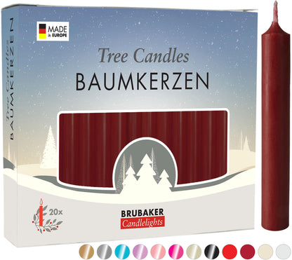 BRUBAKER 100 pack of tree candles wax - Christmas candles pyramid candles tree candles - Dark red