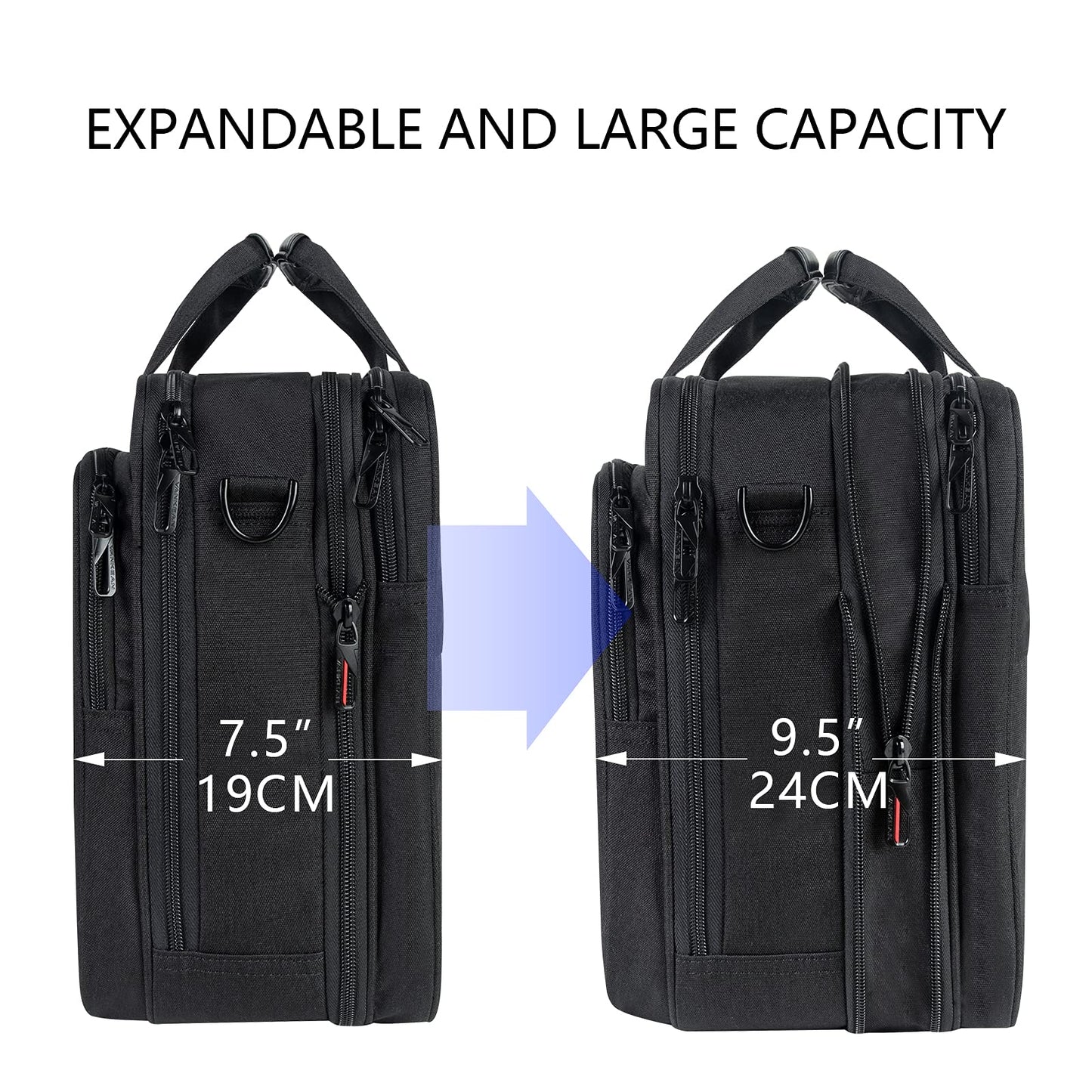 VANKEAN Laptop Bag for Men Women, Laptop Briefcase for up to 17.3 Inch Laptop, Expandable, Water-Resistant, Shoulder Bag, Computer Bag for Travel, Business, School, Black.