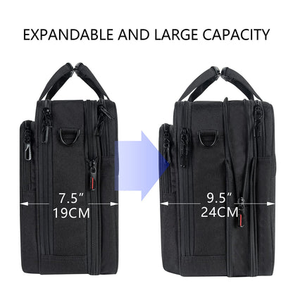 VANKEAN Laptop Bag for Men Women, Laptop Briefcase for up to 17.3 Inch Laptop, Expandable, Water-Resistant, Shoulder Bag, Computer Bag for Travel, Business, School, Black.
