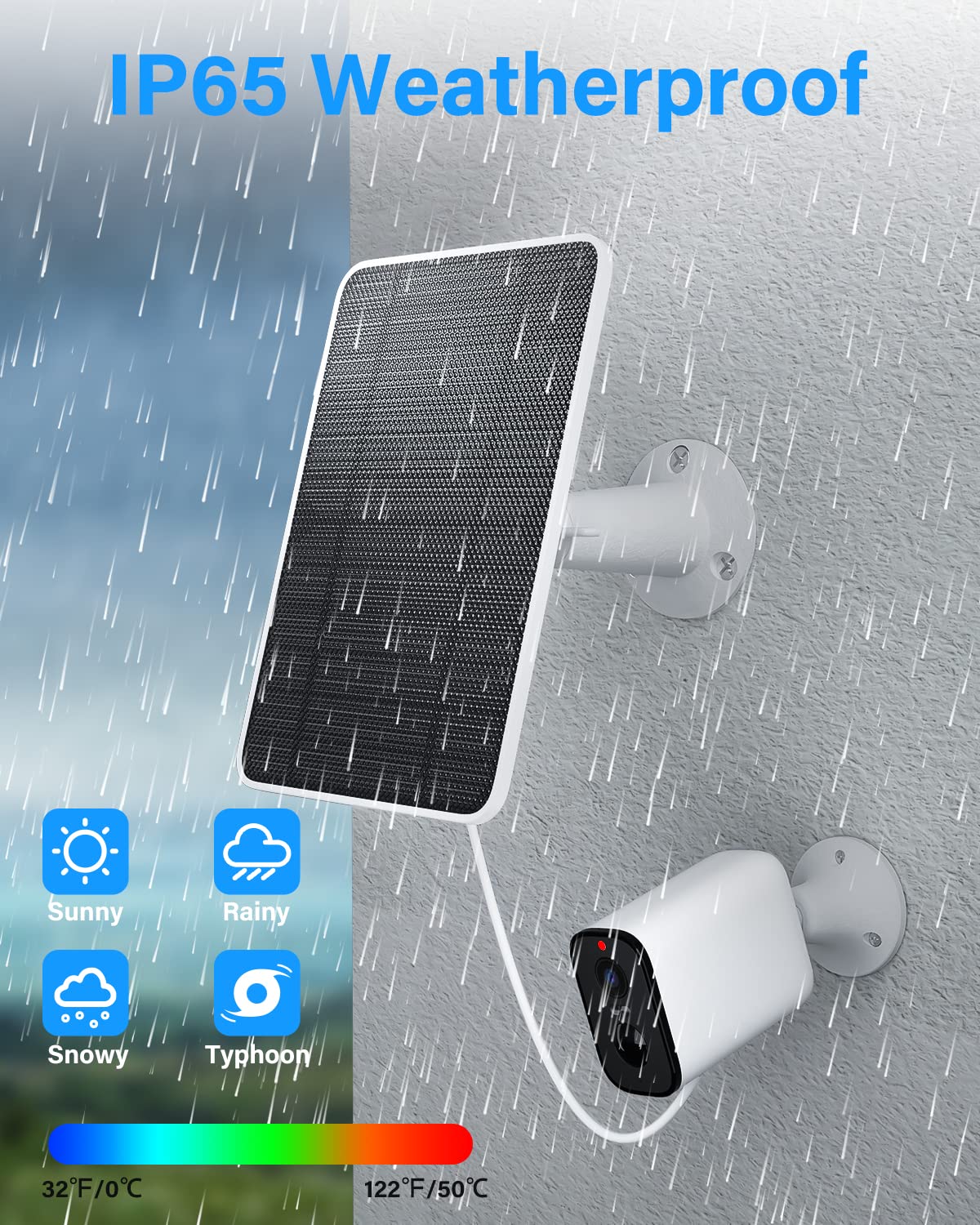 Solar panel compatible with Pro 4, Pro 3, Ultra, Ultra 2 & Floodlight outdoor security cameras. 5V4W solar panels charge IP65 weather-resistant with 3m magnetic charging cable, adjustable bracket, 2 pack.