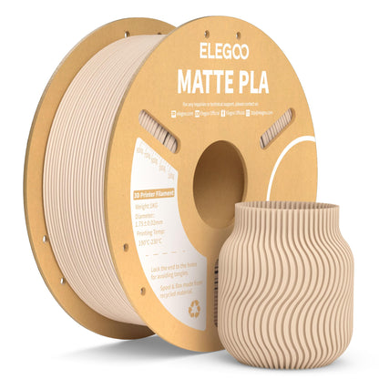 ELEGOO Matte PLA Filament Matte Beige 1KG, 1.75mm 3D Printer Filament Accuracy +/- 0.02mm, 1kg spool (2.2lbs) for Most 3D Printers