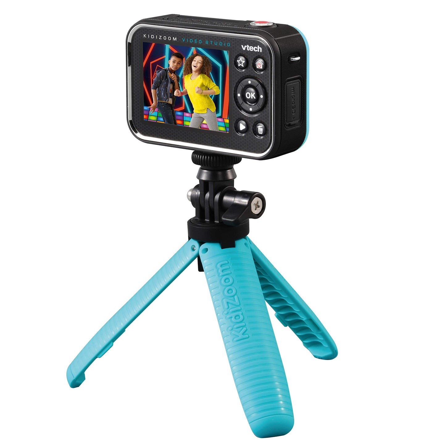 Vtech Kidizoom Video Studio HD blue - Children's camera with greenscreen, tripod, effects, selfie lens, and much more - For children aged 5-12 years.