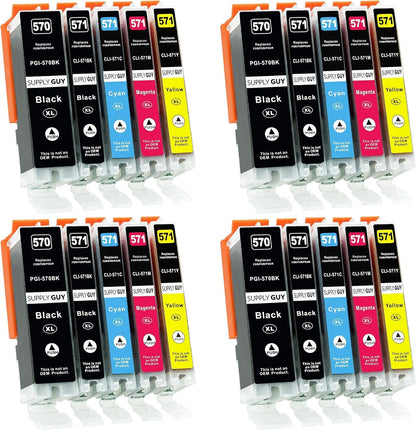 Supply Guy 20 XL printer cartridges compatible with Canon PGI-570 CLI-571 for Pixma MG5750 MG5751 MG5752 MG5753 MG6800 MG6850 MG6851 MG6852 MG6853 TS5000 TS5050 TS5051 TS5053 TS5055 TS6050 TS6051 TS6052