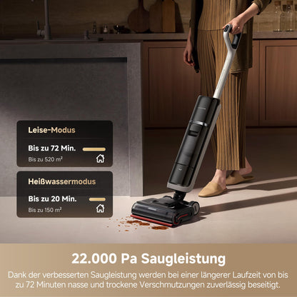 Dreame H15 Pro Heat wet and dry vacuum cleaner, 85°C water, GapFree AI robot arm, RGB detection, 22,000 Pa suction power, hair detangling, 100°C brush cleaning, 5min 90°C drying, app control.