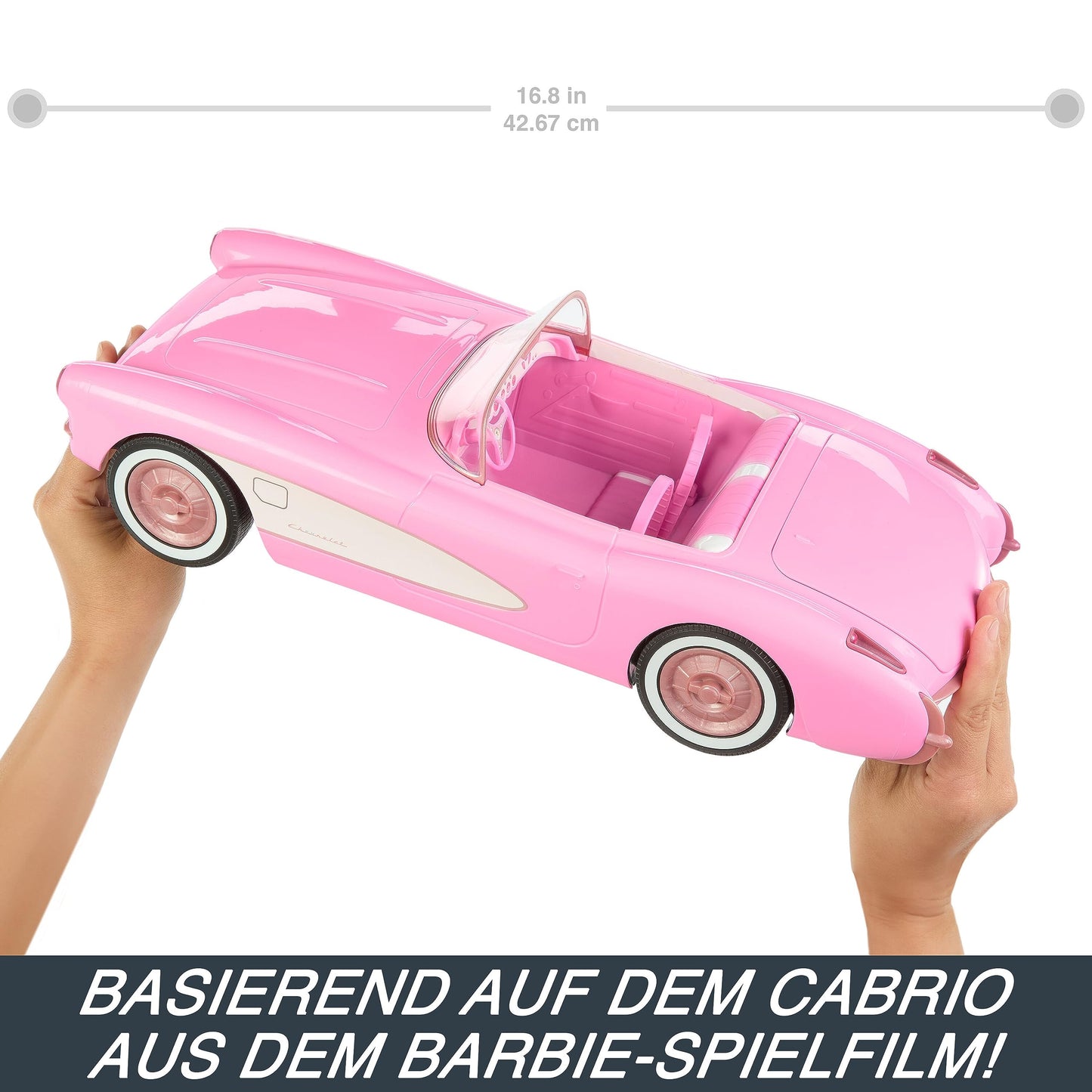 Hot Wheels Remote Control Car, R/C Barbie Corvette - remote controlled vehicle, 1956 Corvette Stingray, 2.4 GHz frequency, up to 8 km/h speed, fits 2 Barbie dolls, HPW40
