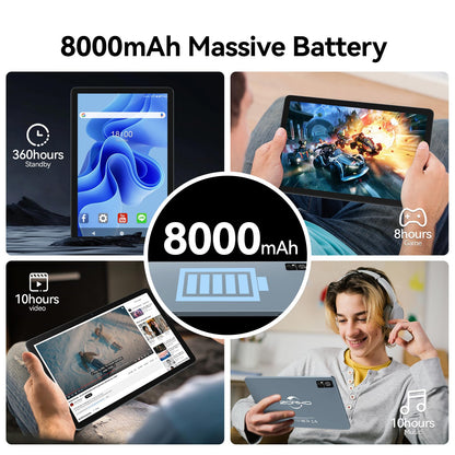 ZONKO 2025 Latest Android 15 Tablet 10 Inch with SIM Slots, 4G LTE Tablets PC 5G WiFi, 14GB RAM+128GB ROM(1TB TF), Octa-Core|8+13 MP|GPS|8000 mAh|Tablet with Keyboard Mouse Stylus, Bluetooth 5.0, GMS (Gray)
