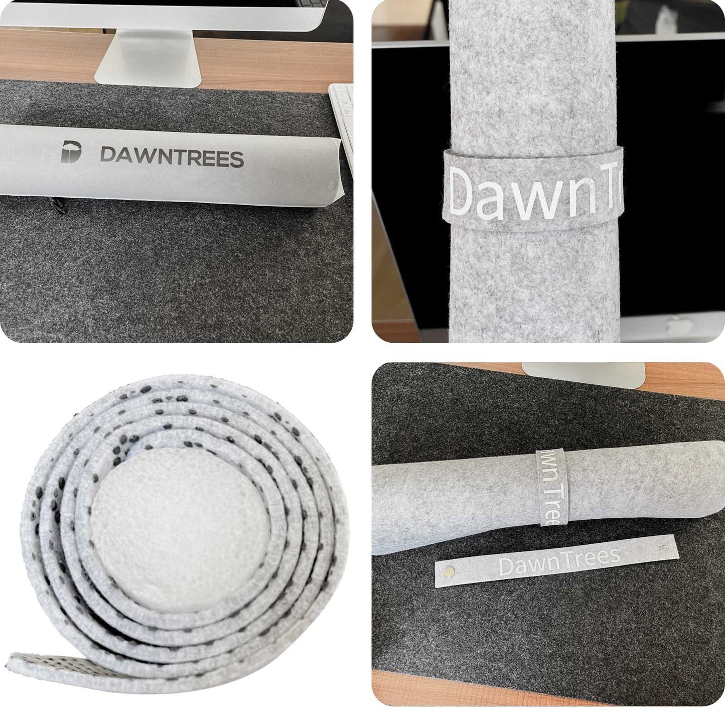 DAWNTREES Felt Desk Pad, Computer Mat for Desk, Desk Mat for Desktop, Large Mouse Pad for Desk, Desk Pad for Keyboard and Mouse (light grey)