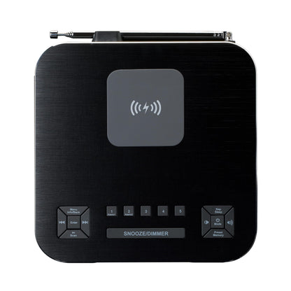 Lenco CR-650 DAB+ clock radio - alarm clock with DAB+ and FM - 20 station presets - snooze function - 2 x 2 watts RMS - LCD display - USB and QI charger - black