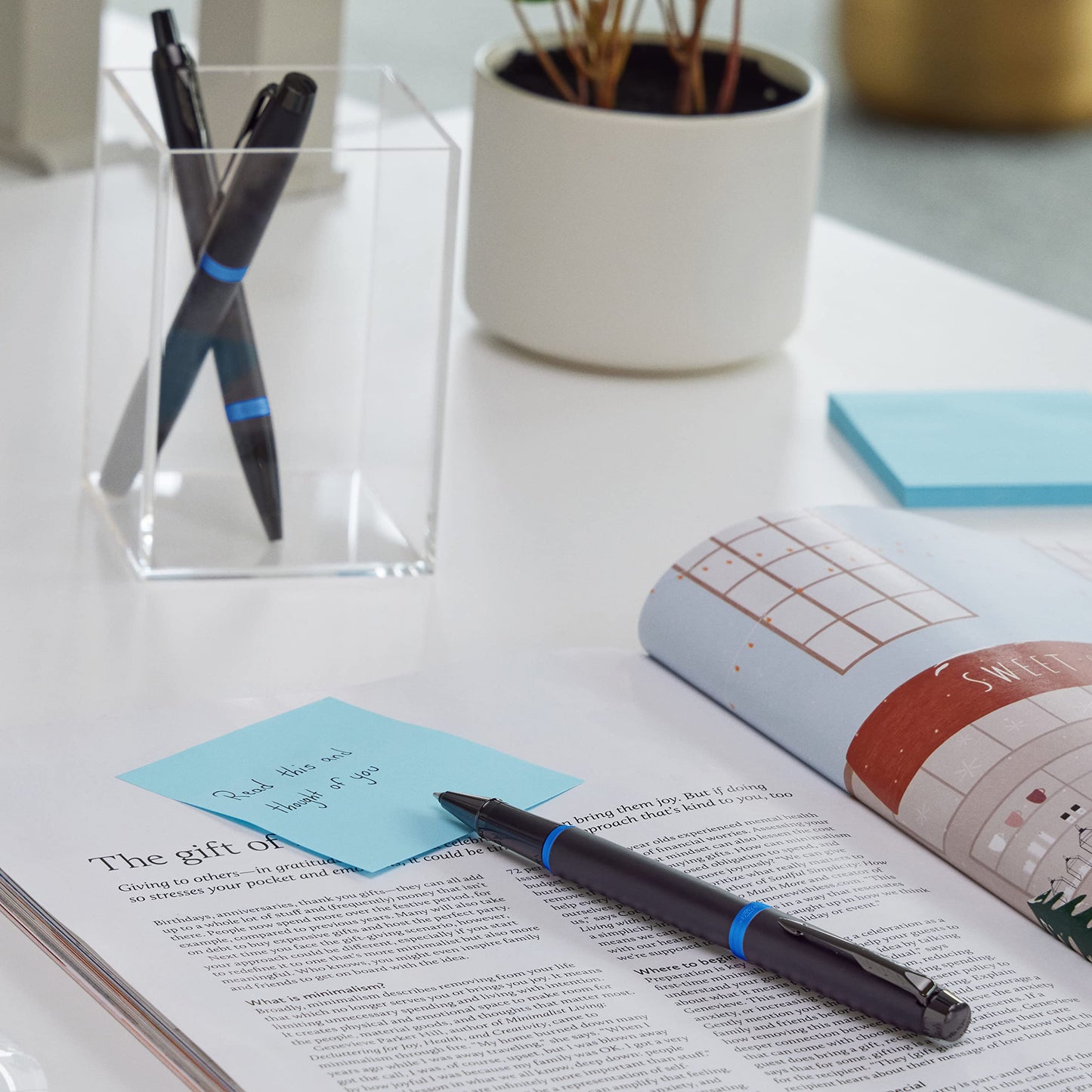 Parker IM Vibrant Rings Ballpoint Pen | satin black with navy blue accents | medium point with blue refill | gift box