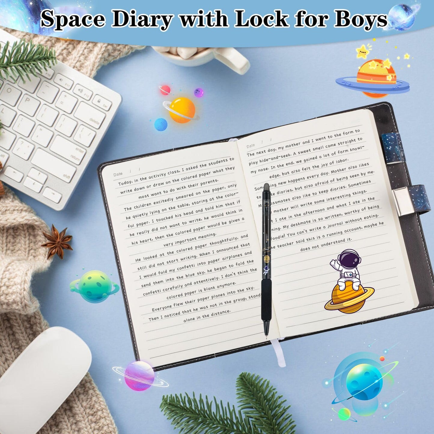 Boys Diary Journal with Lock, Kids Notebook, Back to School Birthday Gifts for Boys 8-15 Years, Diaries with Code for Teens Adults Girls.
