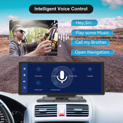 Wireless Apple Carplay Android Auto Portable Car Radio with Rearview Camera 64G TF Card, 10.26-inch Touchscreen Portable Car Radio with Airplay/Android Cast/Dual Bluetooth/FM Transmitter/Voice Control/AUX.