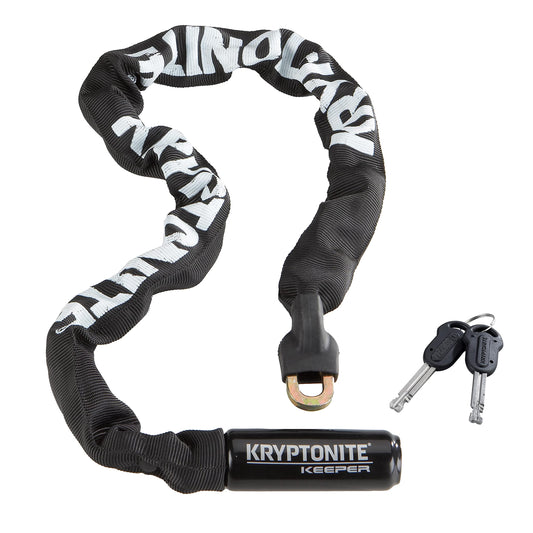 Kryptonite Keeper 785 Integrated Chain Lock - 85 cm, security level 5/10, anti-theft bike lock, with 7 mm steel chain and 2 keys - Black