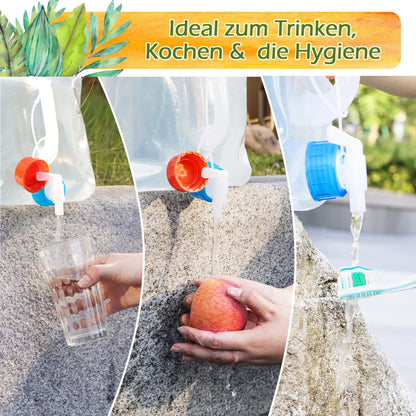 Reinalin collapsible water jug 15L - water tank with tap for camping potable water jug 100% leak-proof - food-safe water canister.