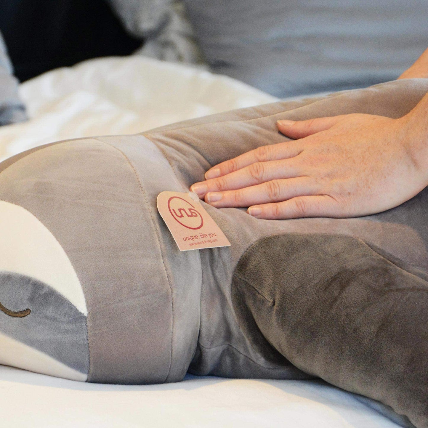 UNUS Sloth Plush Toy Pillow, 50 cm, Gray, Side Sleeper Pillow soft and fluffy, Nursing Pillow, Pregnancy Pillow