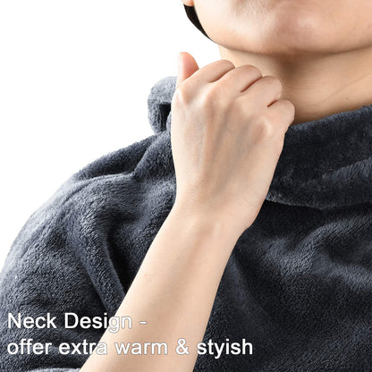 Catalonia Classy Wearable Poncho Blanket Snuggle Wrap Cozy Warm Long Wearable Fleece Blanket with Front Pocket Winter Gifts for Adult Women Men