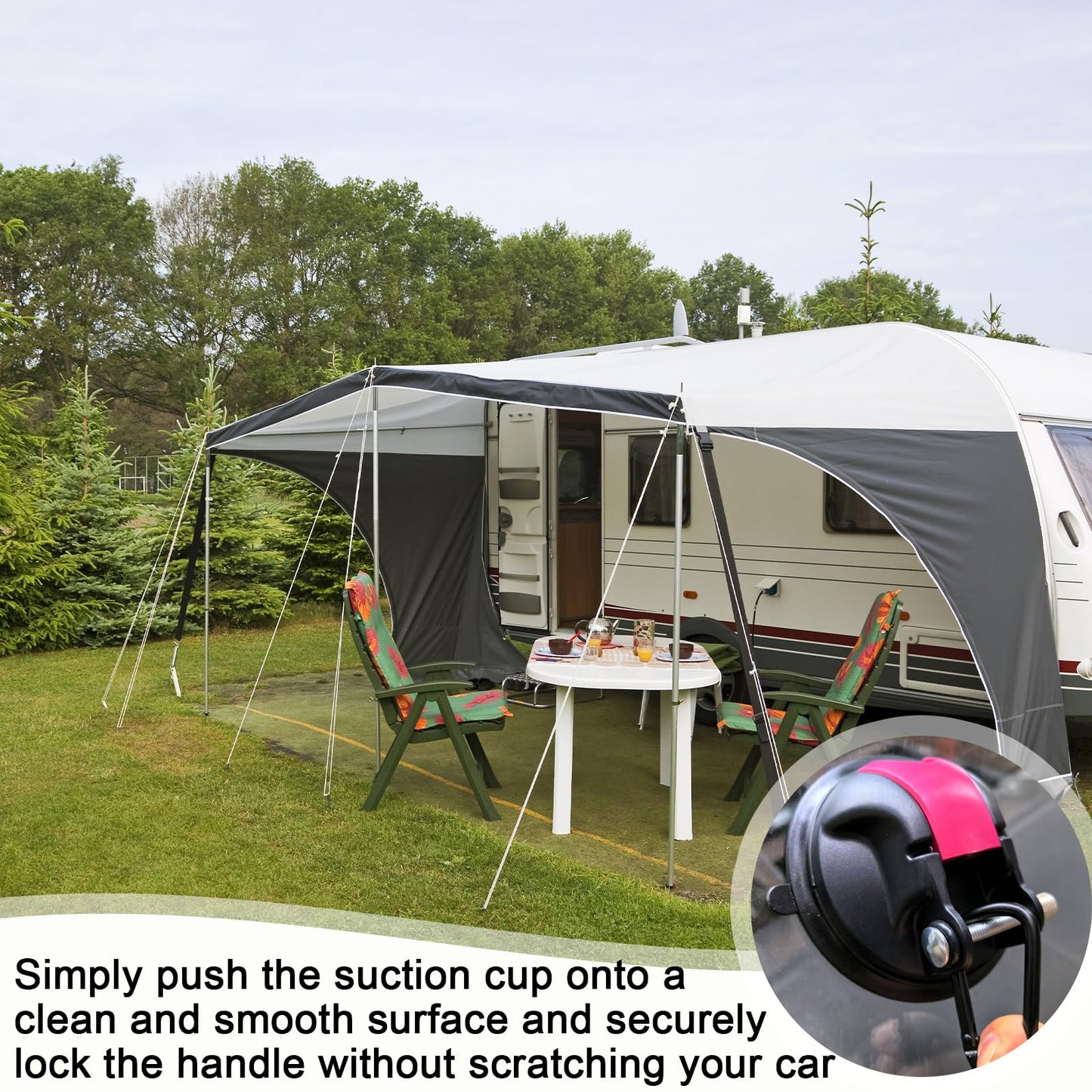 TYBYBB Suction Cup Hooks 4-Pack Camping Set, Extra Strong Suction Hooks, Suction Anchor, 35 KG Capacity, for Camping, Caravans, Awnings, RVs, Tiles, Cars, Glass