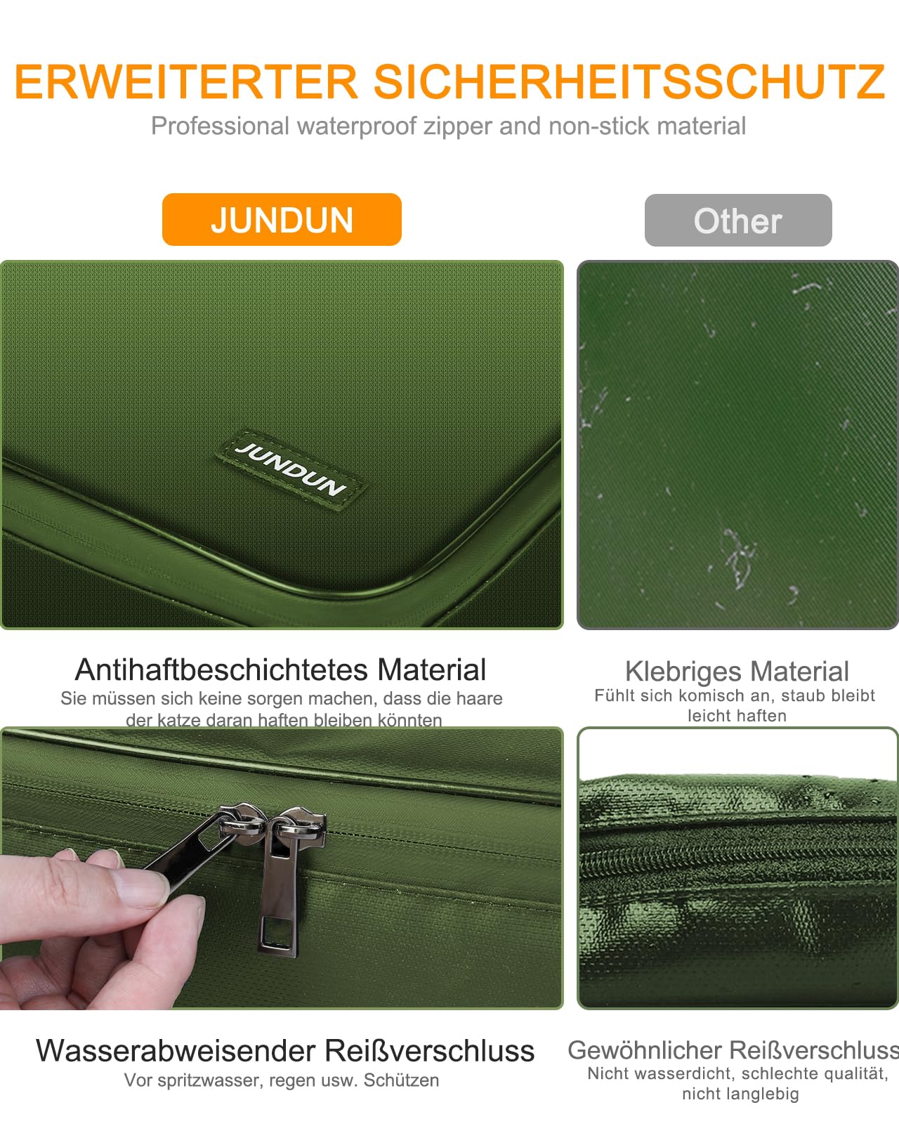 JUNDUN Document Organizer, Fireproof Document Bag with Lock, Document Storage Box with 7 Compartments, File Organizer, Portable Briefcase for Important Documents, File (Green)