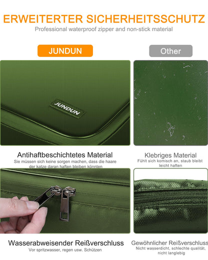 JUNDUN Document Organizer, Fireproof Document Bag with Lock, Document Storage Box with 7 Compartments, File Organizer, Portable Briefcase for Important Documents, File (Green)
