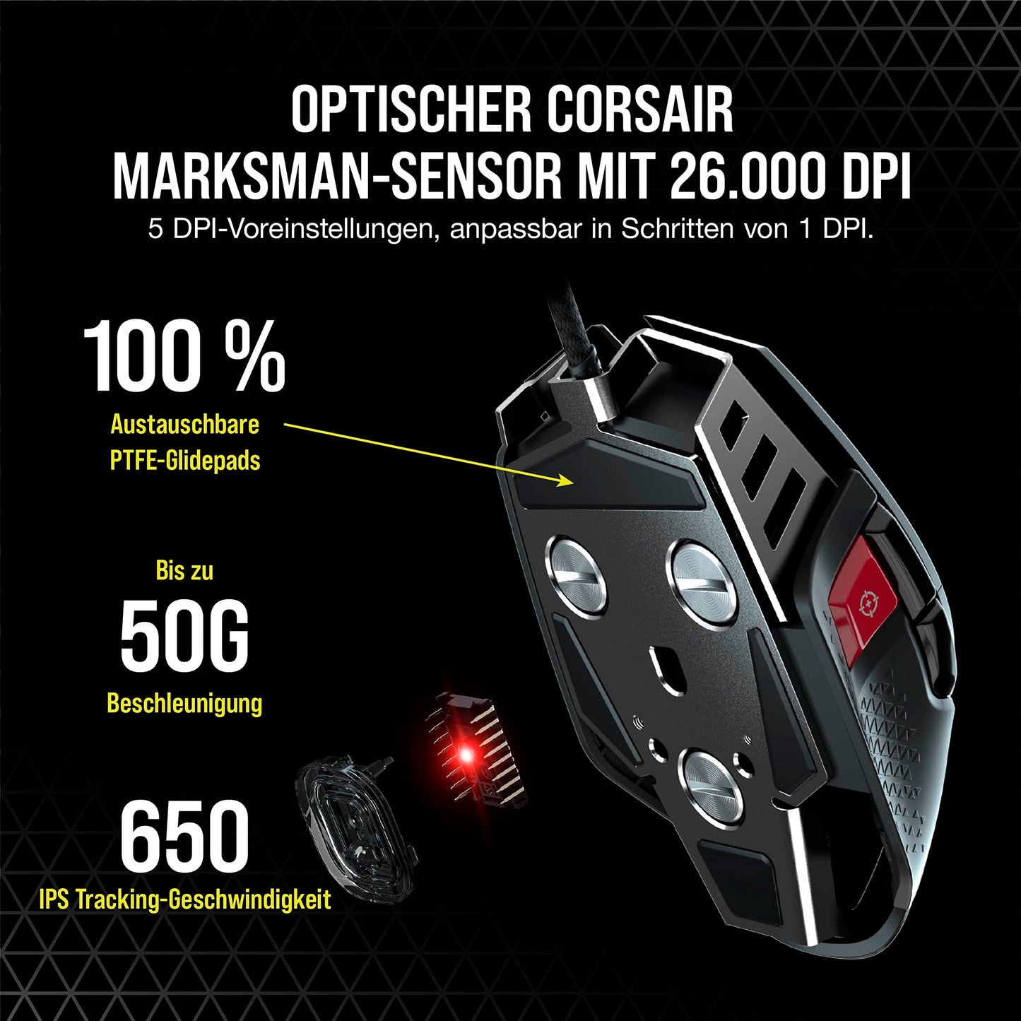 CORSAIR M65 RGB ULTRA Wired Tunable FPS Gaming Mouse - 26,000 DPI - Optical Switches - Weight System - AXON Hyper-Processing Technology - iCUE Compatible - PC, Mac, PS5, PS4, Xbox - Black