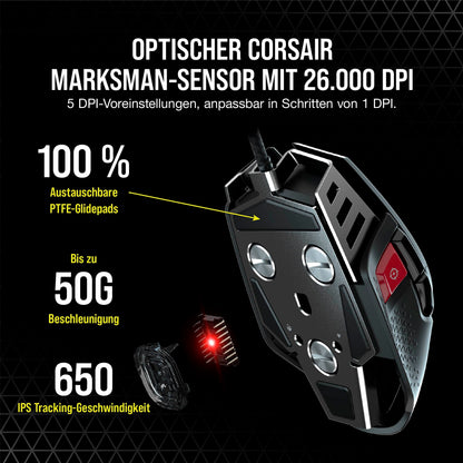 CORSAIR M65 RGB ULTRA Wired Tunable FPS Gaming Mouse - 26,000 DPI - Optical Switches - Weight System - AXON Hyper-Processing Technology - iCUE Compatible - PC, Mac, PS5, PS4, Xbox - Black