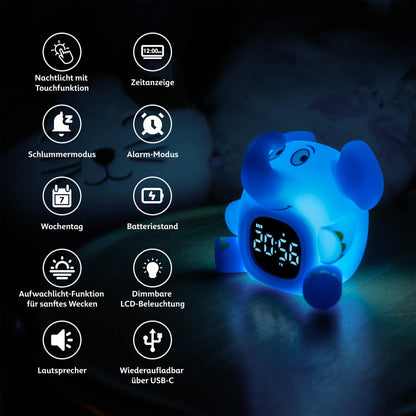 Bresser TheMouse Light alarm clock for children Wake-up light alarm clock night light elephant silicone snooze function.