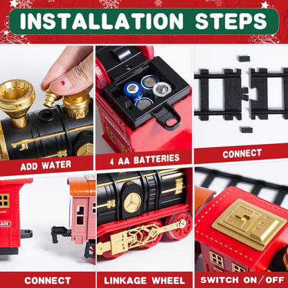 Electric Train Toy, Christmas Train Set, Electric Train Set for Kids, Steam Train Toy with steam, sounds, and lights, Creative toy for kids aged 5 6 7 8 10 12+ years