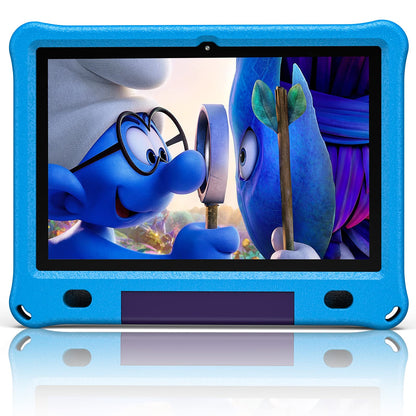 VASOUN Android 12 tablet for kids, 10-inch IPS HD big screen, 3GB+64GB, pre-installed kids software IWAWa, control learning game education apps, with kid-proof case (Blue)