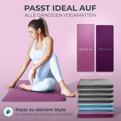 NirvanaShape Yoga Towel non-slip | Hot Yoga Towel with anti-slip nubs | hygienic yoga towel cover for yoga mat [185 x 63 cm]