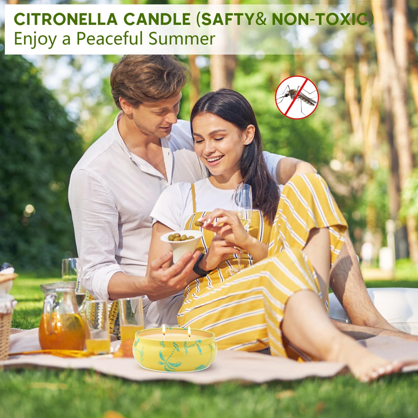 Citronella candle outdoor large 4x180g soy wax - 250h burning time with 2-wick system - Outdoor candle for garden, patio & picnic, candle gift sets