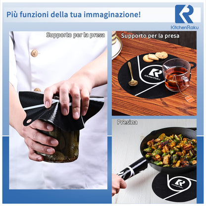 2 PIECES Induction Cooktop Mat - (magnetic) Cooktop Scratch Protector - for induction stove, multifunctional silicone mats for air fryers, microwave mat from KitchenRaku (Black, 20cm)