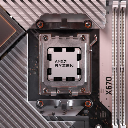 AMD Ryzen 5 7600 processor (integrated Radeon Graphics, 6 cores/12 threads, 65W TDP, AM5 socket, 38MB cache, Up to 5.1 GHz max boost, Wraith Stealth cooler)