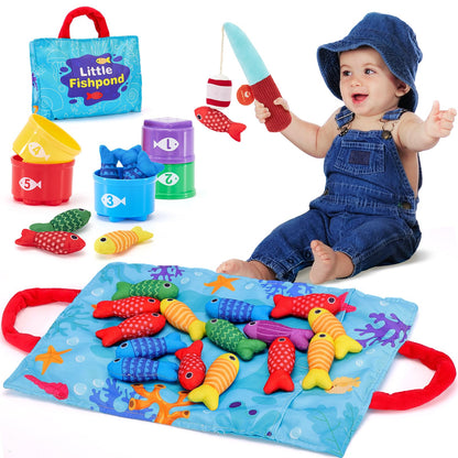 hahaland Baby toys for 1-2 year olds, fishing game for children 6-12 months, educational games, motor skills toys, Montessori toys, fish catching game - small gifts