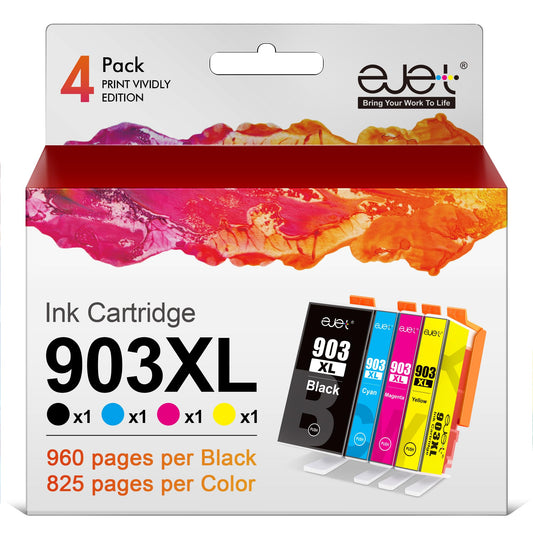 ejet 903 XL Multipack Compatible for HP 903 Printer Cartridges 903XL Black (Newest Chip), for HP Officejet 6950 Printer Cartridges Officejet Pro 6970 6960 All-In-One Printer