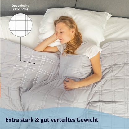 Ella Weighted Blanket 150x200 7kg - Anti Stress Therapy Blanket - Heavy blanket made of 100% cotton - Bed cover for deep sleep and better recovery - Weighted Blanket - For men & women weighing 55-85kg.